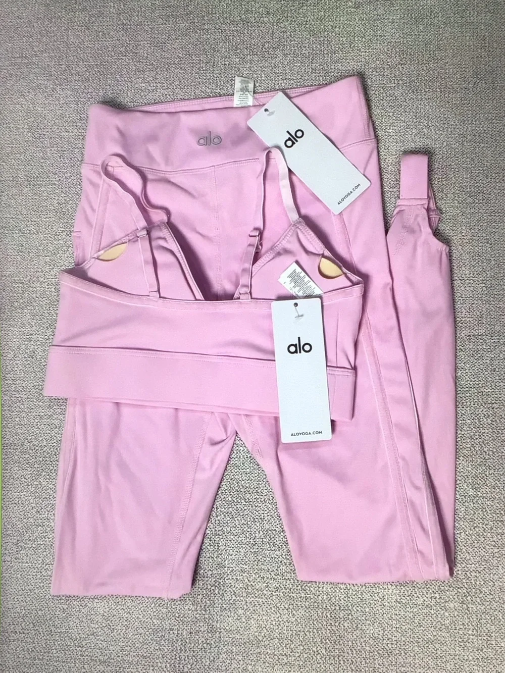 ALO Yoga Lavender Pink Bralette and Leggings Set